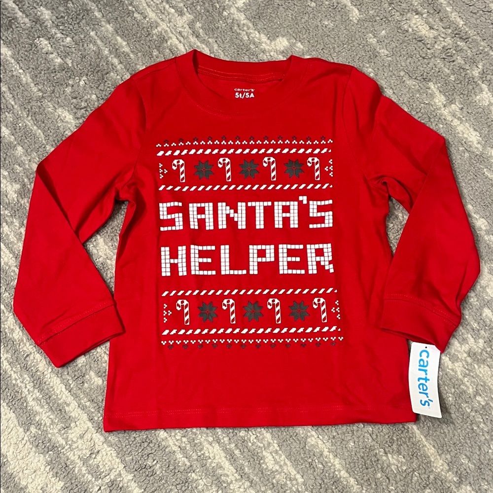 Carter's Festive Red Santa's Helper Long Sleeve Tee